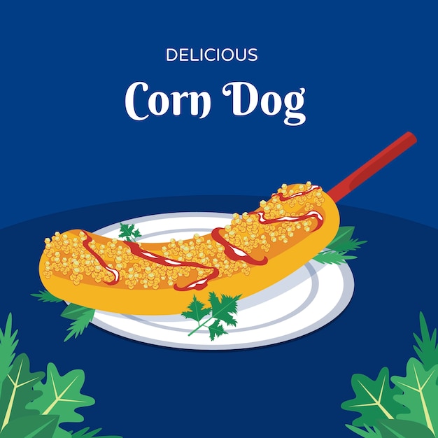 Flat design corn dog illustration