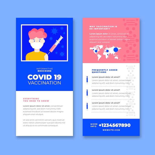 Flat design coronavirus vaccination informative brochure