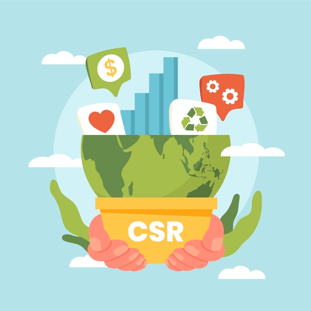 Flat design corporate social responsibility concept illustration