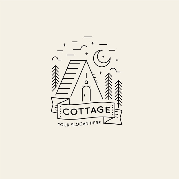 Free vector flat design cottage logo template