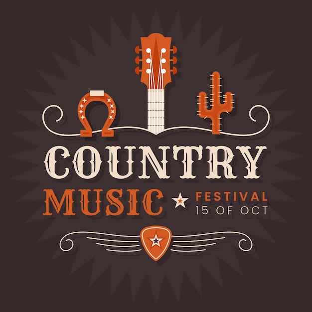 Flat design country music illustration