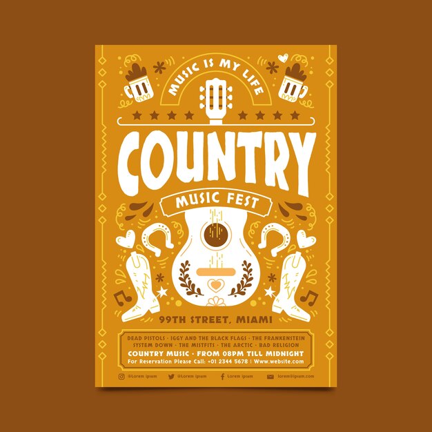 Flat design country music poster