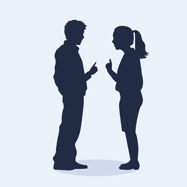 Flat design couple arguing silhouette