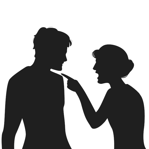 Free Vector flat design couple arguing silhouette