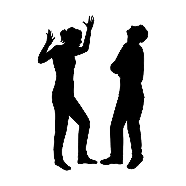 Flat design couple arguing silhouette