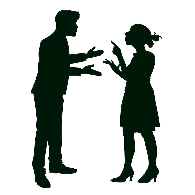 Flat design couple arguing silhouette