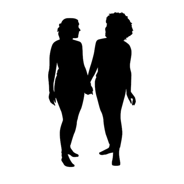 Flat design couple holding hands silhouette