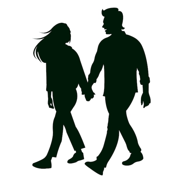 Free Vector flat design couple holding hands silhouette