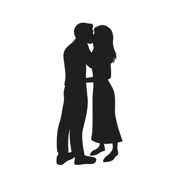 Free Vector flat design couple kissing silhouette