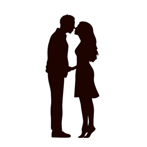 Flat design couple kissing silhouette