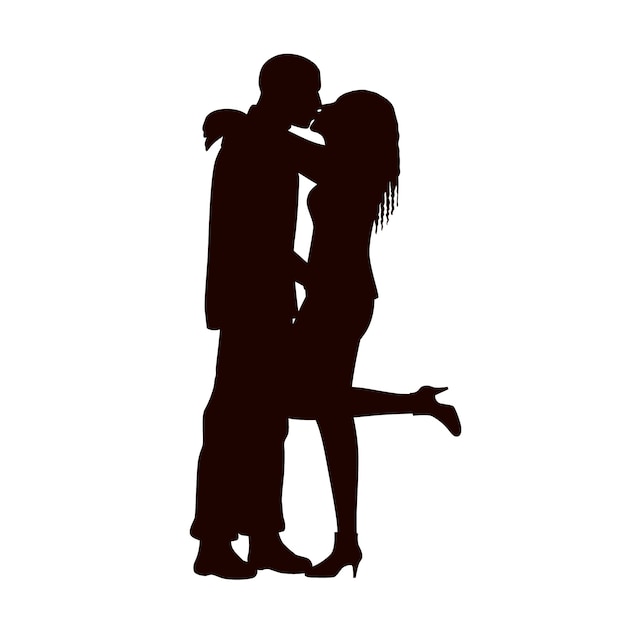 Free Vector flat design couple kissing silhouette