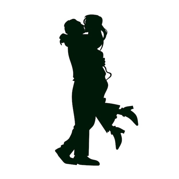 Free vector flat design couple kissing silhouette