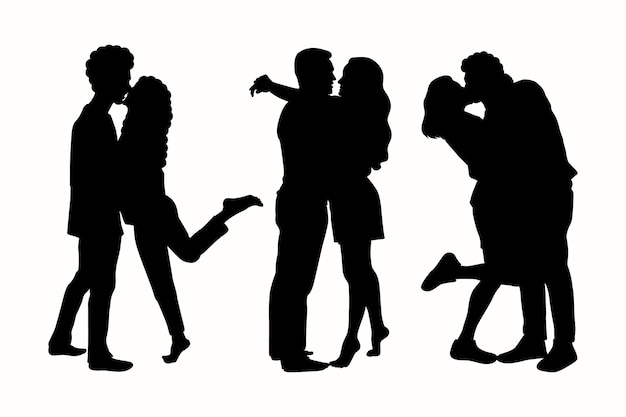 Free Vector flat design couple kissing silhouette