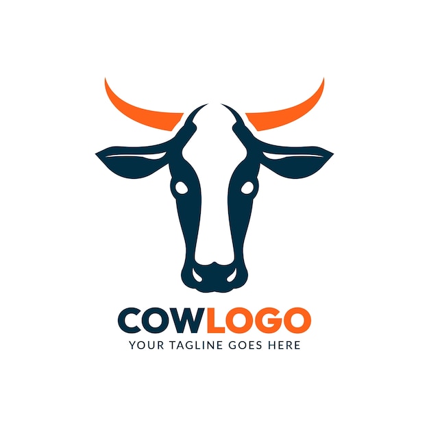 Flat design cow logo design