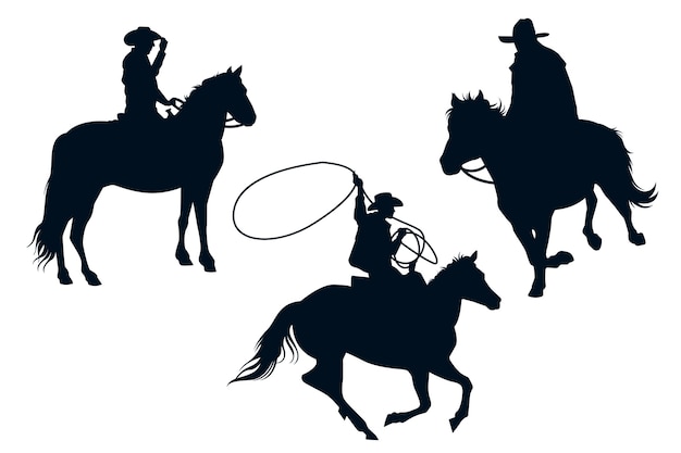 Flat design cowboy silhouette illustration