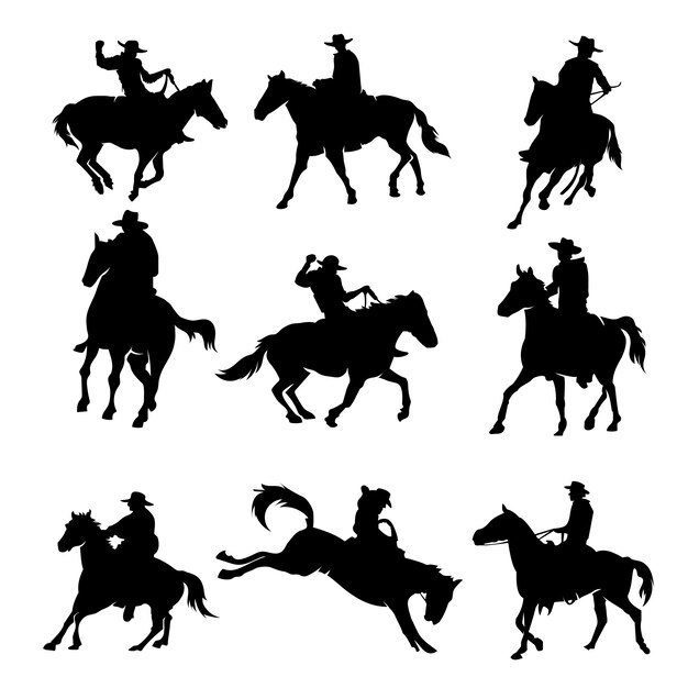 Flat design cowboy silhouette illustration