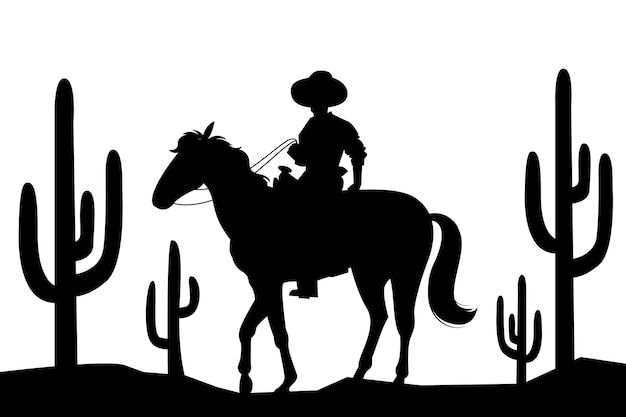 Free Vector flat design cowboy silhouette illustration