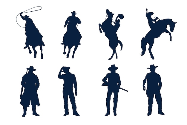 Free Vector flat design cowboy silhouette illustration