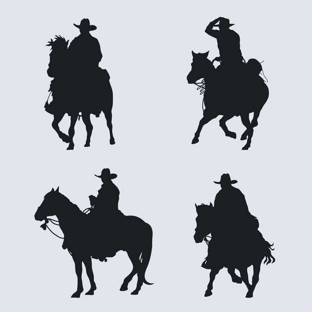 Flat design cowboy silhouette illustration