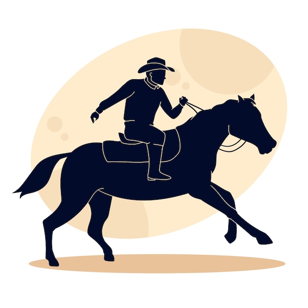 Flat design cowboy silhouette illustration