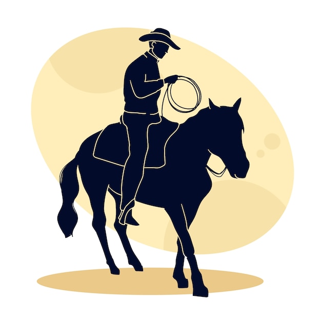 Free vector flat design cowboy silhouette illustration