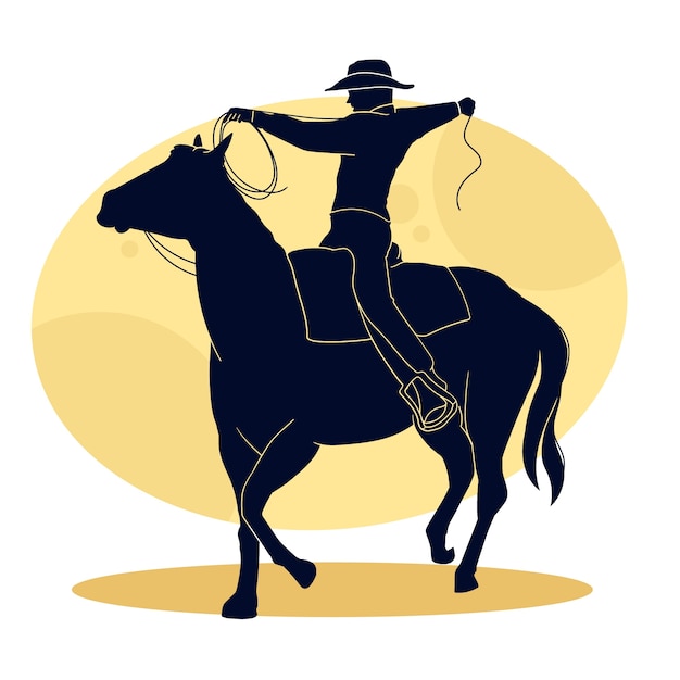 Flat design cowboy silhouette illustration