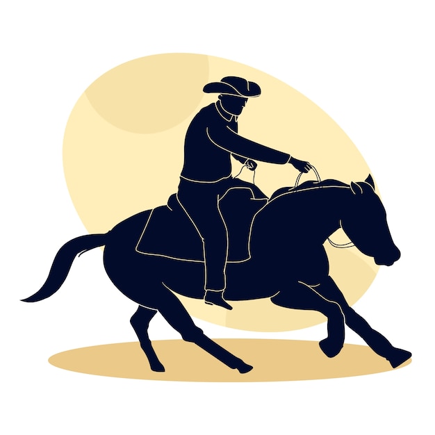 Free vector flat design cowboy silhouette illustration