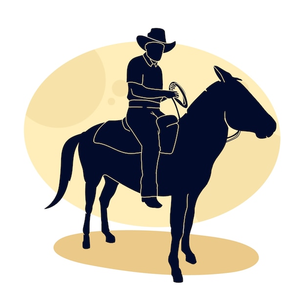 Free Vector flat design cowboy silhouette illustration