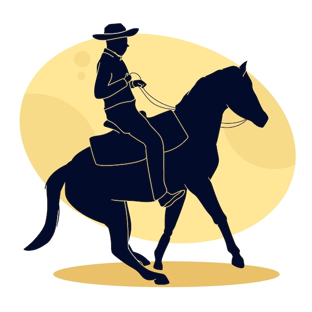 Free vector flat design cowboy silhouette illustration