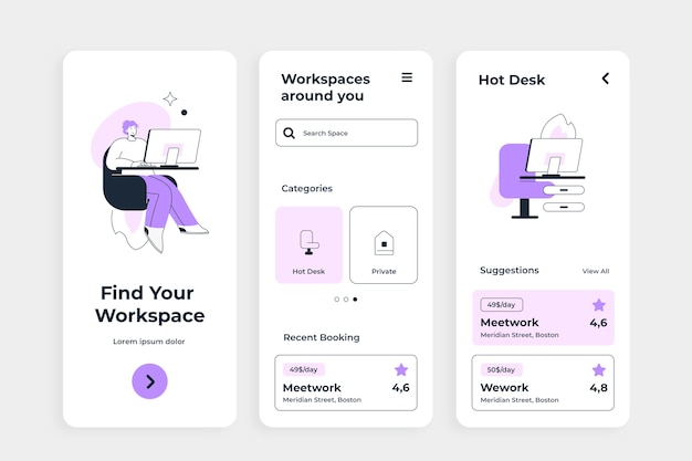 Flat design coworking app template