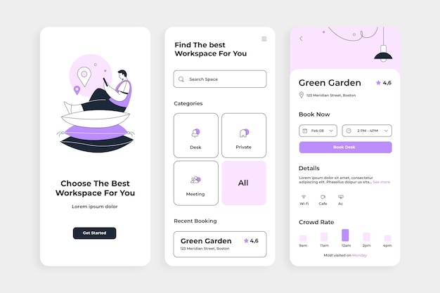 Flat design coworking app template