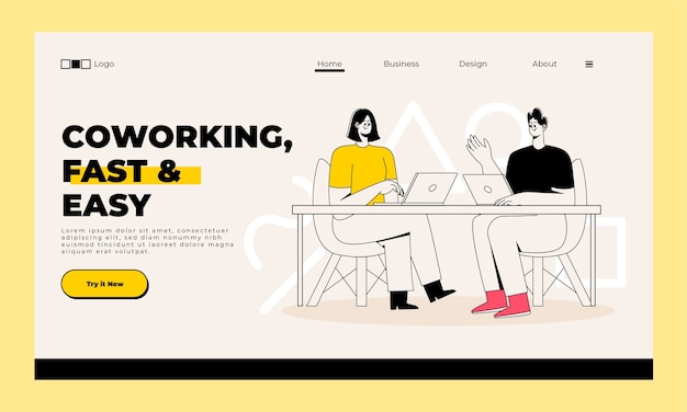 Free Vector flat design coworking landing page template