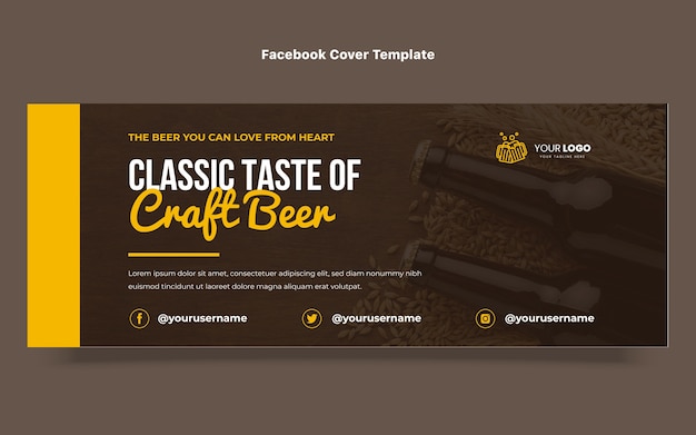 Flat design craft beer facebook cover