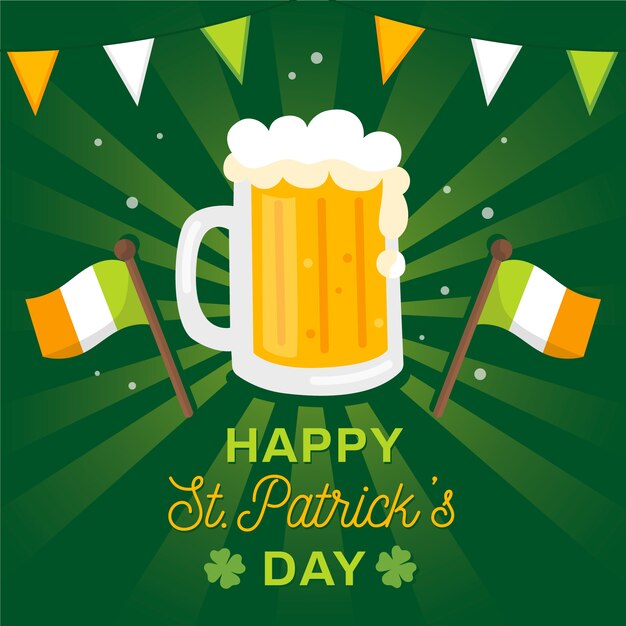 Flat design of craft beer mug for st. patricks celebration