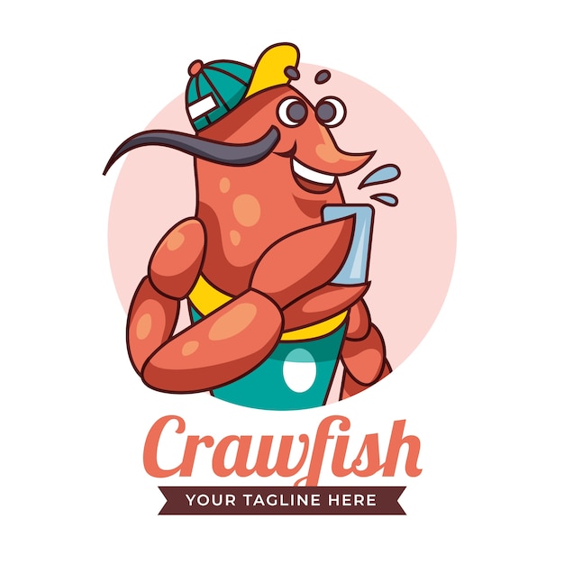 Flat design crawfish logo