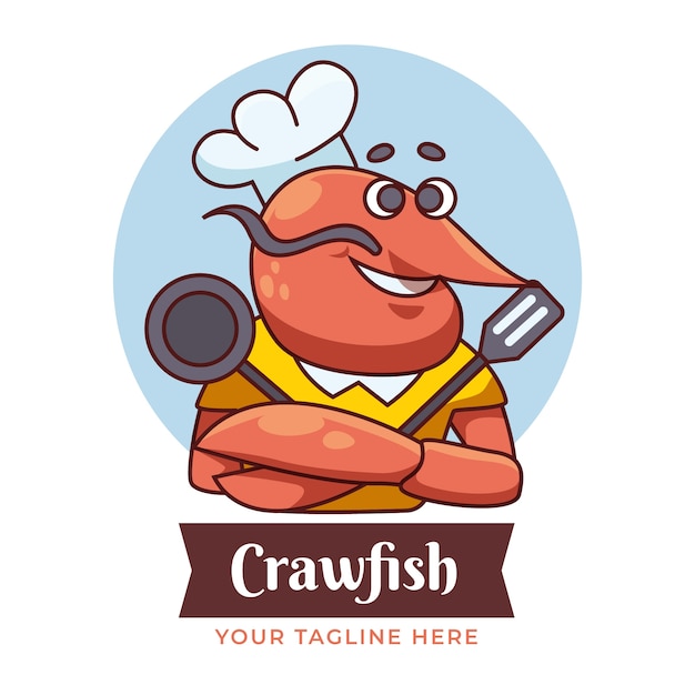 Flat design crawfish logo