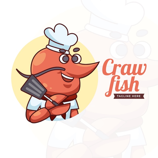 Flat design crawfish logo