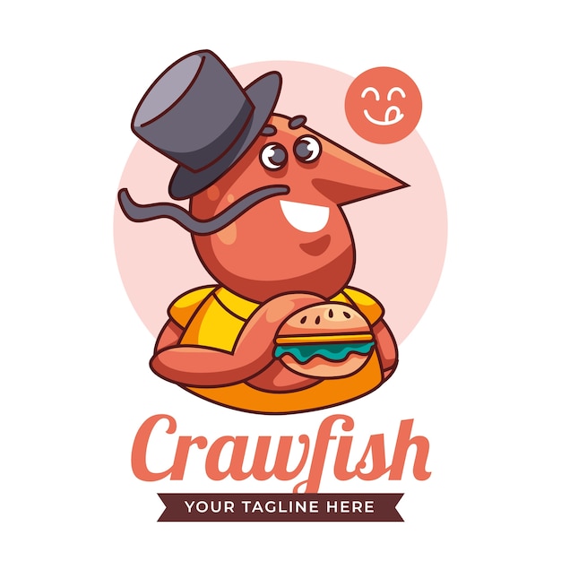 Flat design crawfish logo