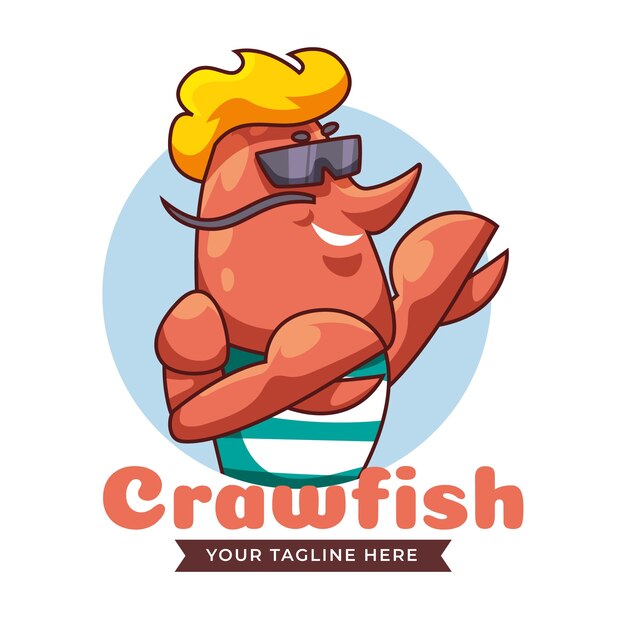 Flat design crawfish logo