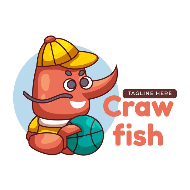 Flat design crawfish logo