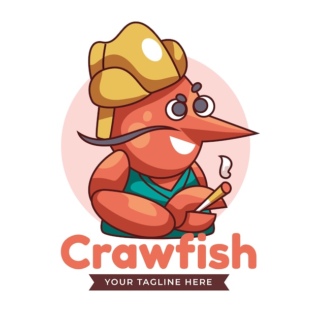 Flat design crawfish logo