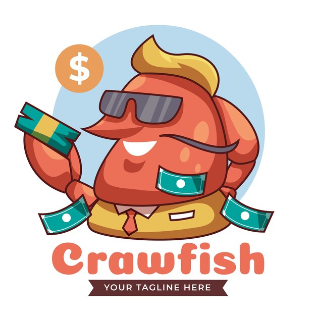 Flat design crawfish logo