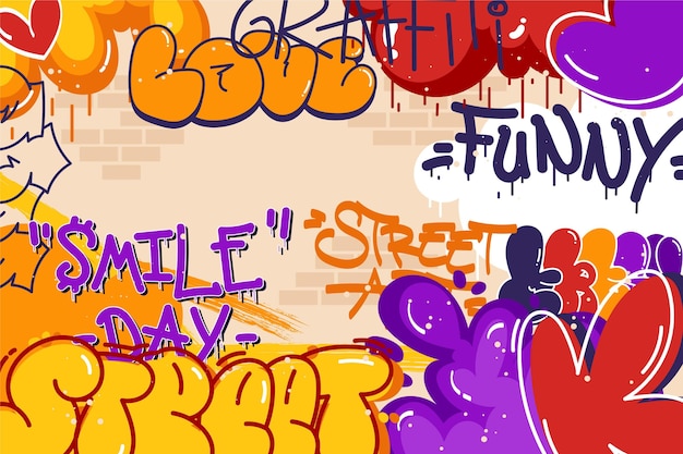 Flat design creative graffiti background