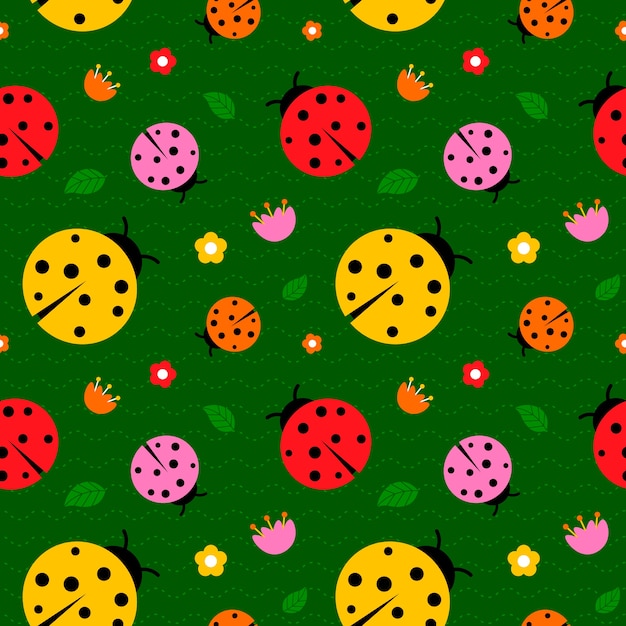 Free vector flat design creative ladybug pattern