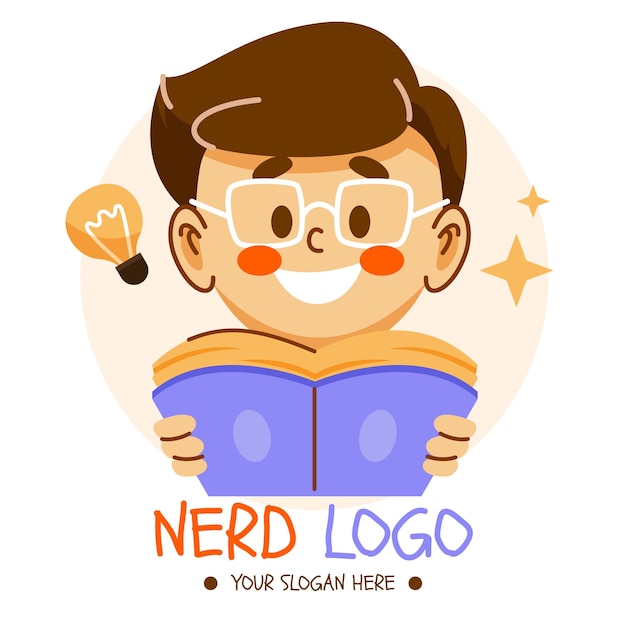 Flat design creative nerd logo template