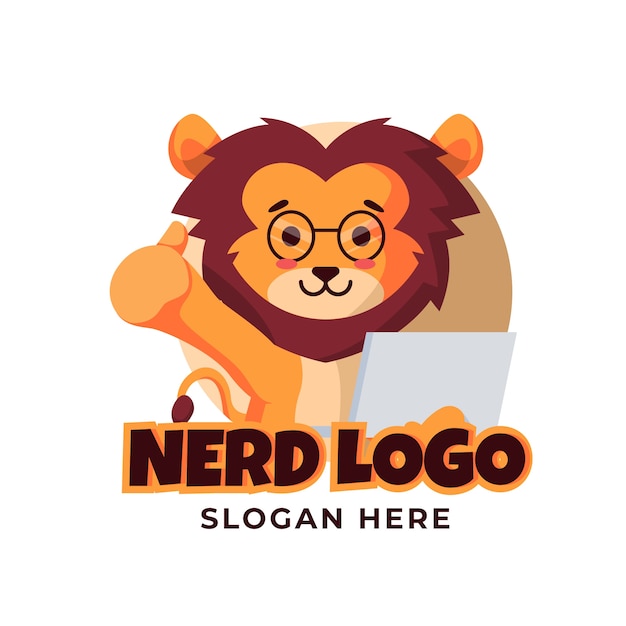 Flat design creative nerd logo template