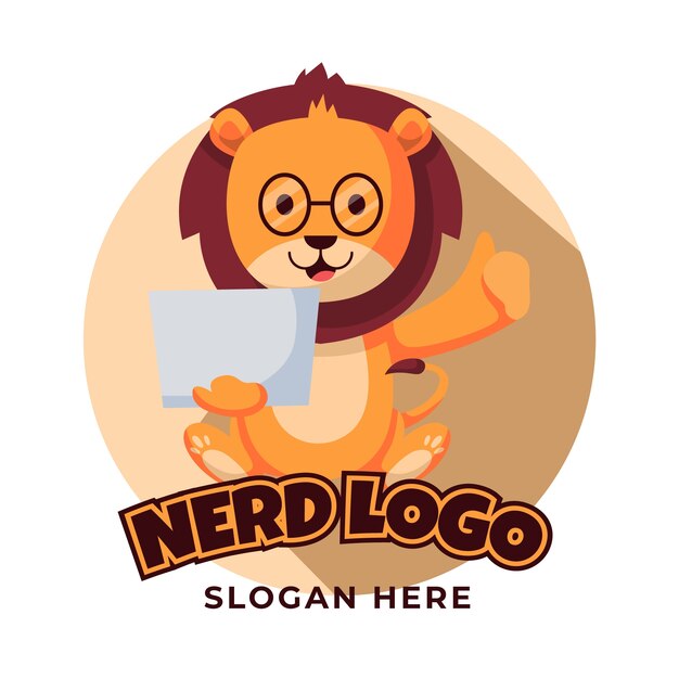 Flat design creative nerd logo template