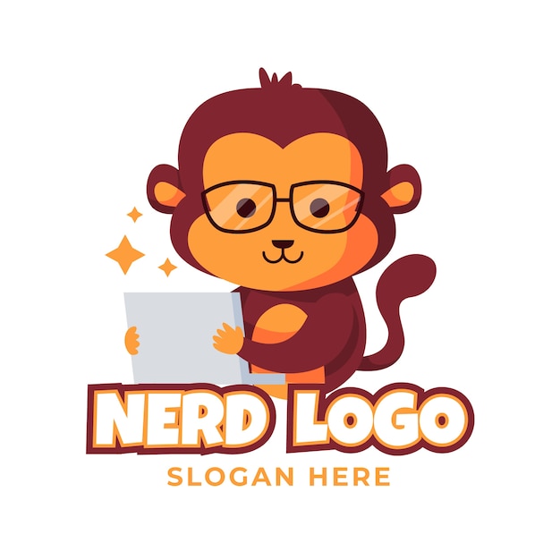 Flat design creative nerd logo template