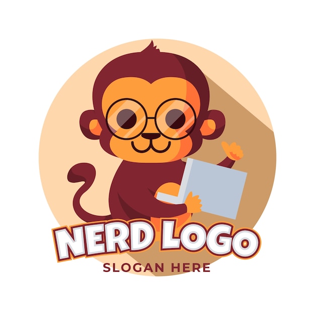 Flat design creative nerd logo template