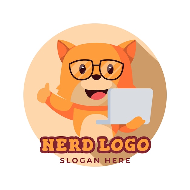 Free vector flat design creative nerd logo template